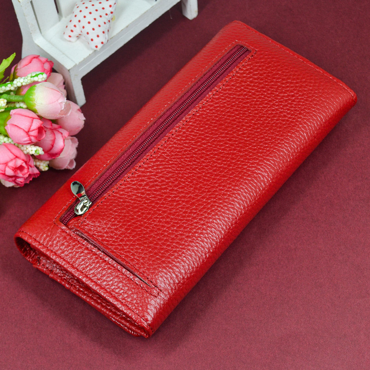 Women's Leather Long Clutch Party Fashion Magnetic Ladies Wallet