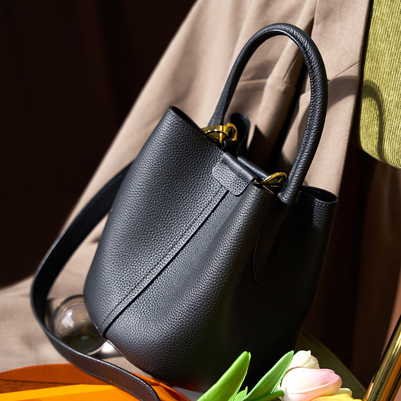 Women's High-grade Genuine Leather Vegetable Basket Portable Women's Handbag