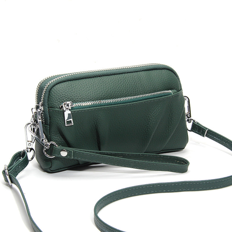 Women's Leather Large Capacity Fashionable Simple Pleated Lightweight Women's Messenger Bag