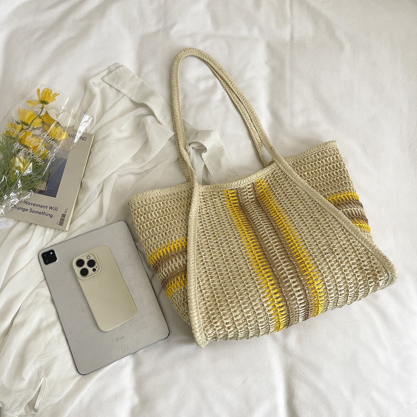 Women's Vegetable Basket Mother Storage Beach Weaving Mummy Bag