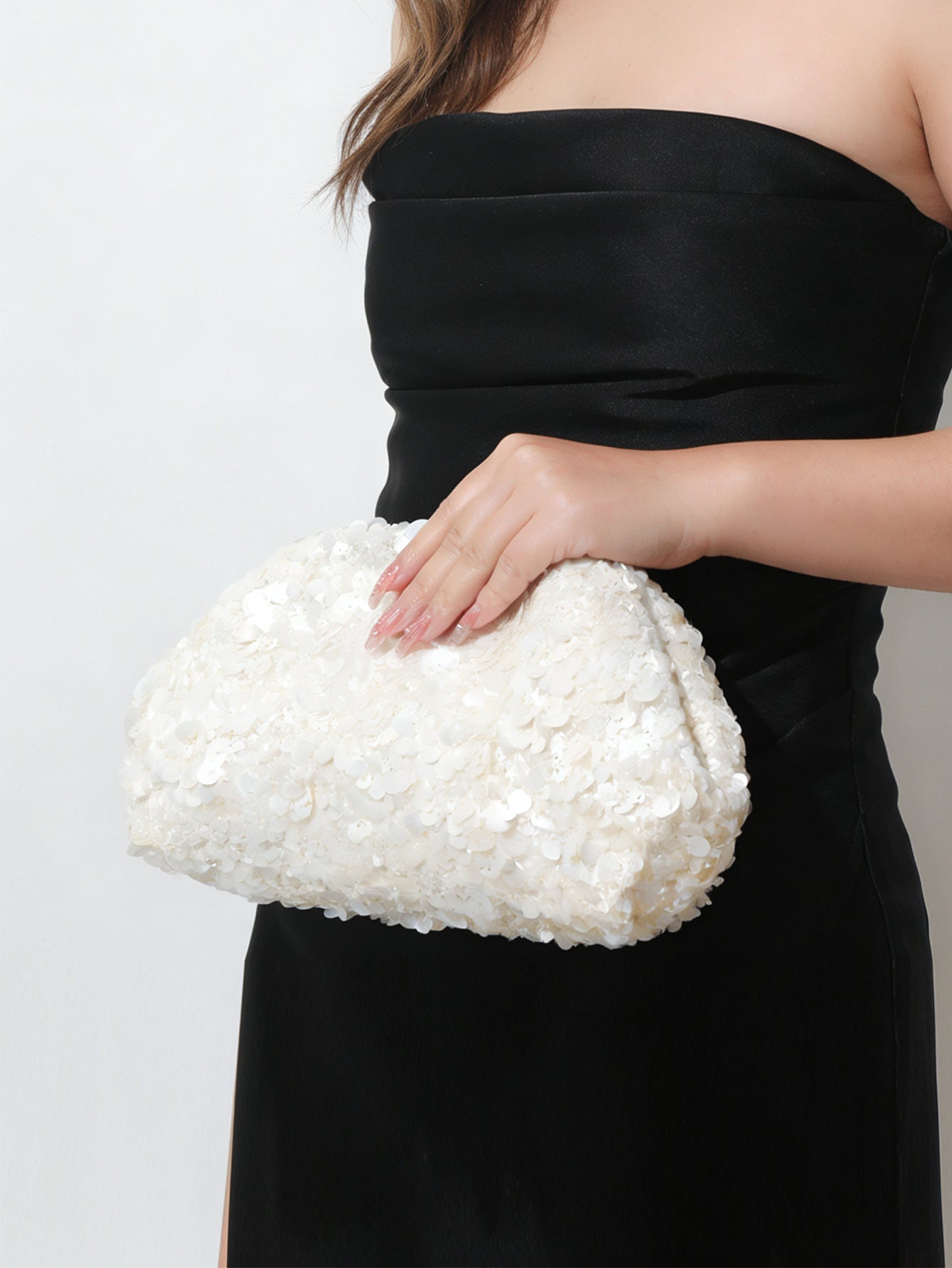 Color Matte Sequins Glitter Clip Cloud Temperament Dinner Bag