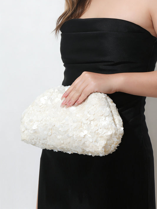 Color Matte Sequins Glitter Clip Cloud Temperament Dinner Bag