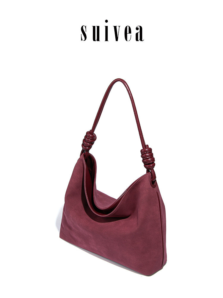 Underarm Knotted Strap Large Capacity Soft Tote Bag