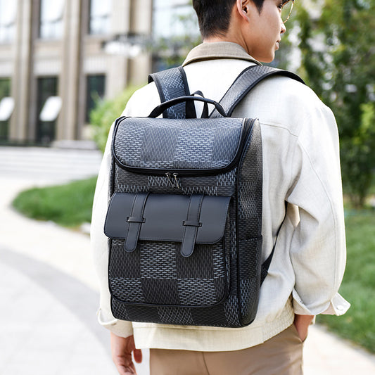 Men's Fashion Plaid Commuter High Quality Waterproof Backpacks