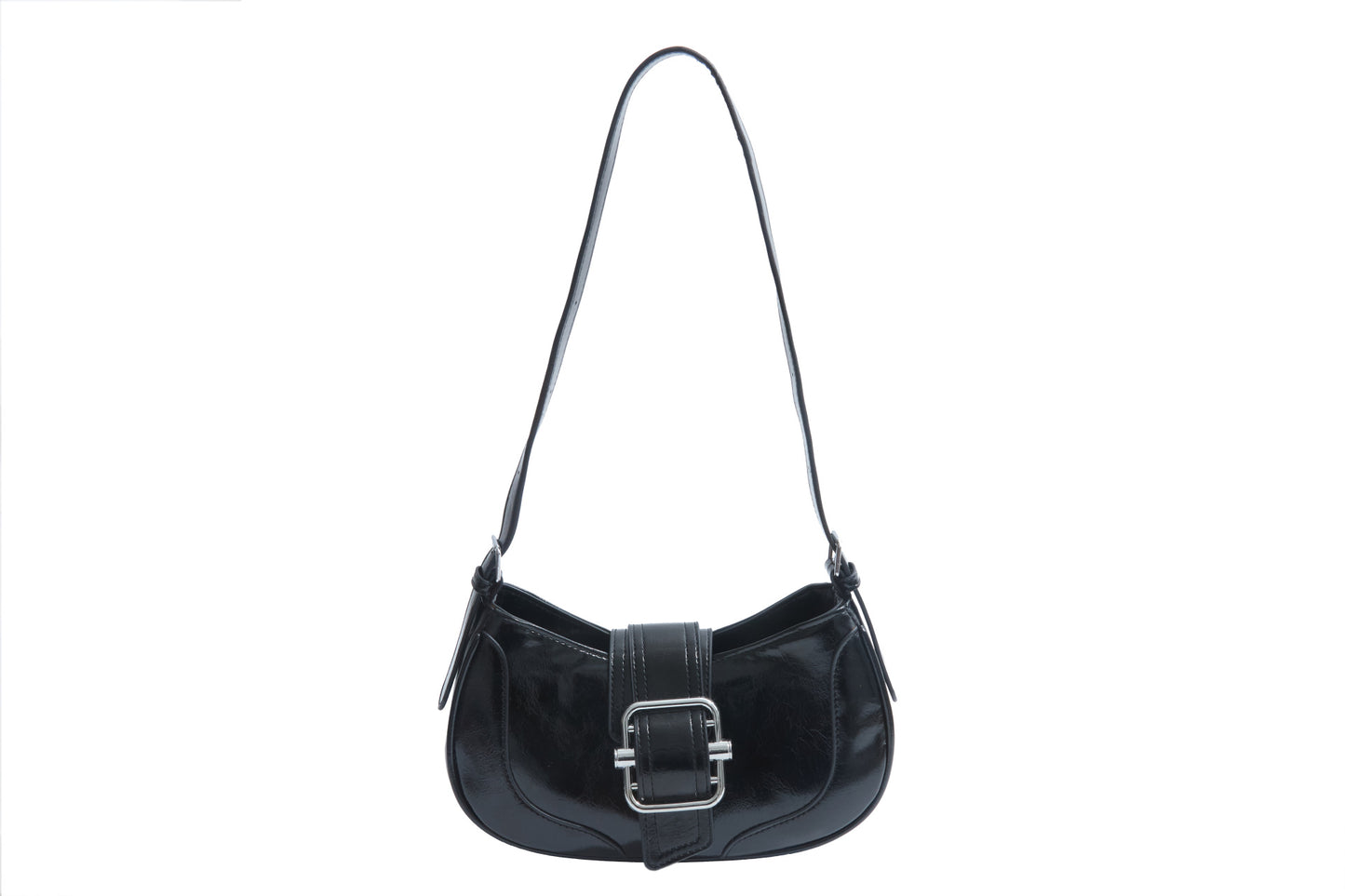 Retro Textured Hot Motorcycle Baguette Patent Women's Messenger Bag