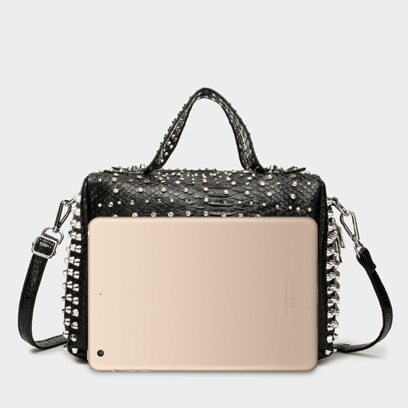 Women's Leopard Print Rivet Portable Large Capacity Women's Handbag
