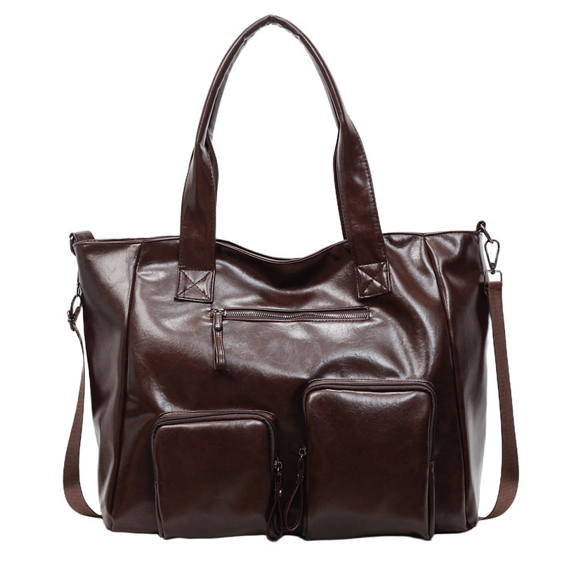 Women's Capacity Soft Leather Solid Color Stylish Good Texture Glossy Women's Messenger Bag