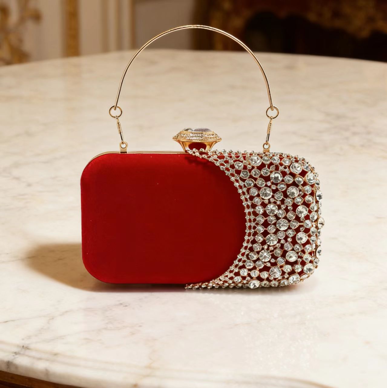 Women's Fashion Box Veet Banquet Clutch Chain Dinner Bag