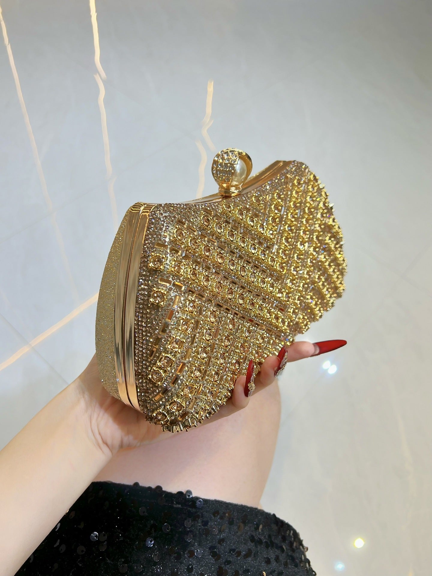 Women's Rhinestone Clutch Versatile Chain Box Trendy Handbags