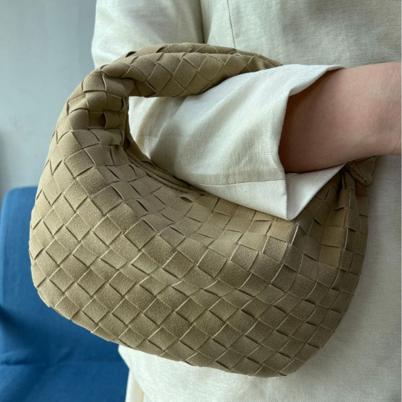 Women's Handmade Frosted Woven Croissant Fashion Women's Shoulder Bag