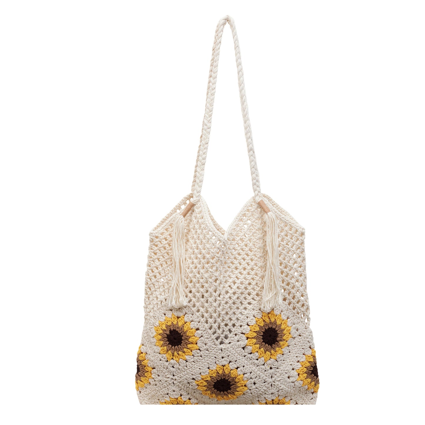 Women's Woven Fashionable Flowers Large Capacity Totes Bags