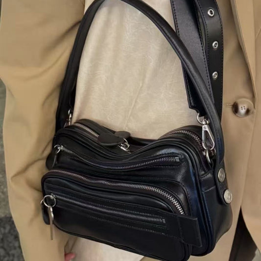 Niche Cowhide Advanced Oil Wax Leather Women's Shoulder Bag