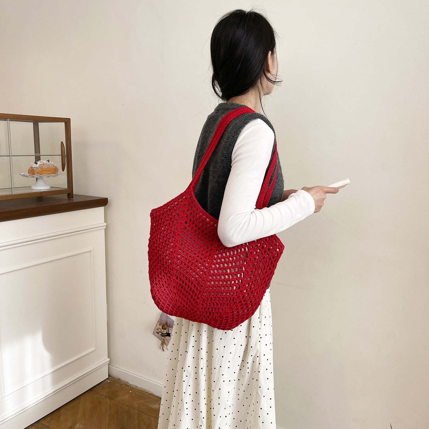 Women's Hollow Korean Style Fashion Vacation High-grade Handbags