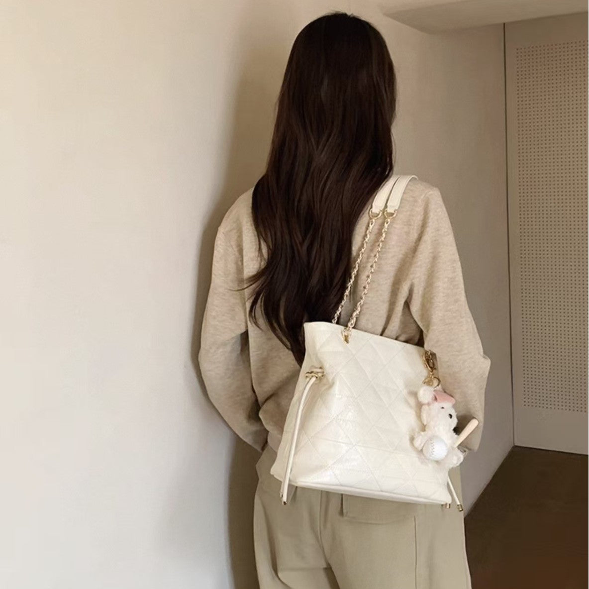 Women's Simple Diamond Pattern Chain Fashion Portable Women's Shoulder Bag