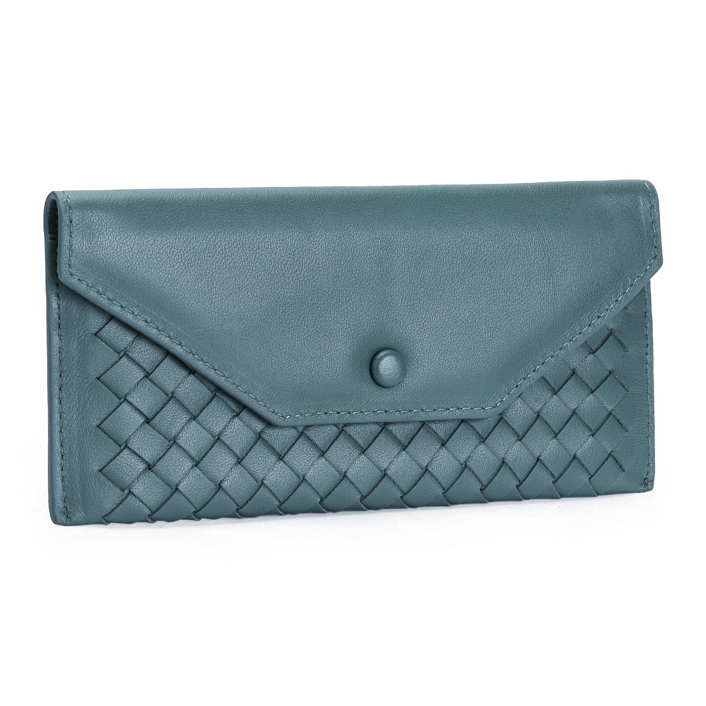 Women's & Men's Weave Long Multiple Slots Clutch Sheepskin Envelope The Buckle