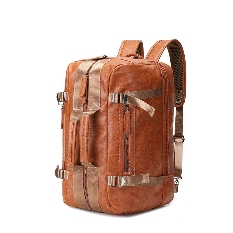 Men's Leather Computer Portable Multiple Back Methods Leisure Backpack