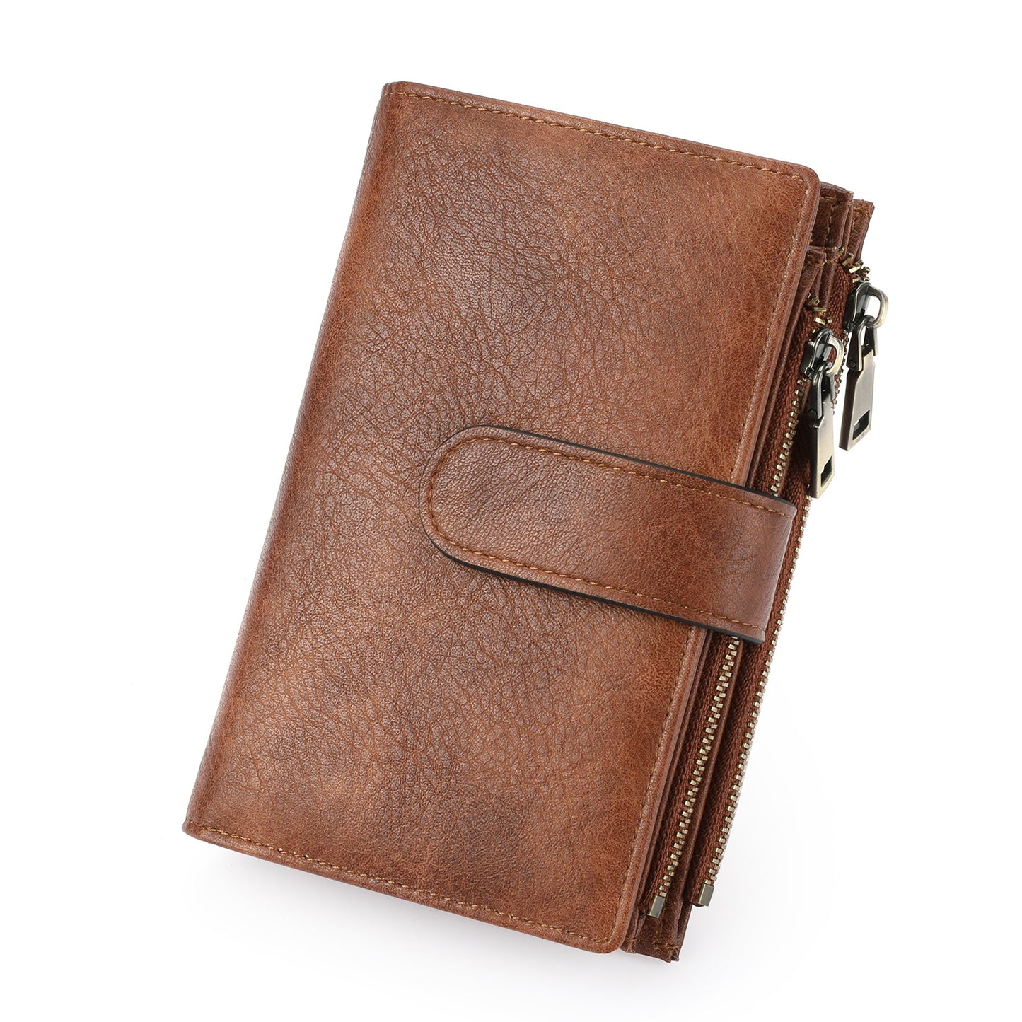 Women's Short Retro Leather Tri Fold Ladies Wallet