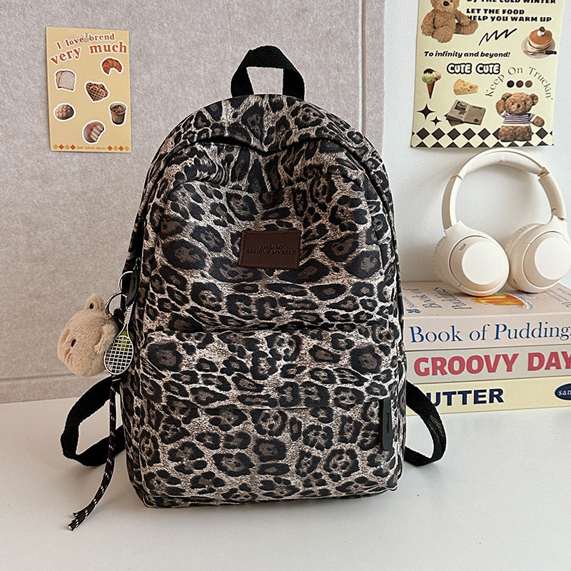 Women's Leopard Print Trendy Large Capacity Commuting Backpacks