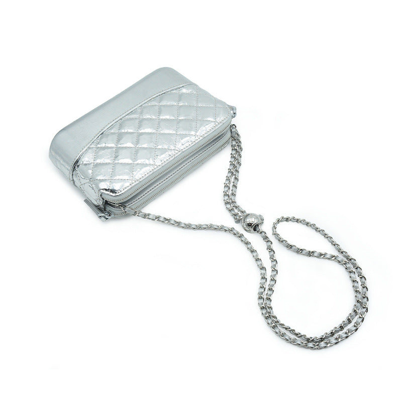 Women's French Minority Diamond Pattern Chain Sier Fashion Bags