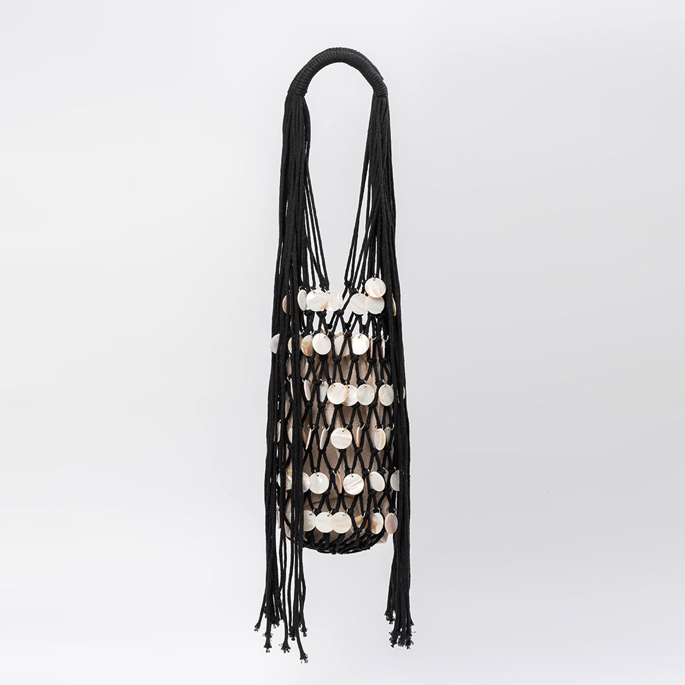 Women's Shell Patch Idle Style Net Hand-woven Women's Shoulder Bag