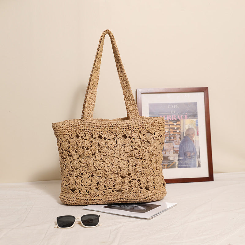 Women's Flower Straw Fashion Woven Seaside Vacation Women's Shoulder Bag