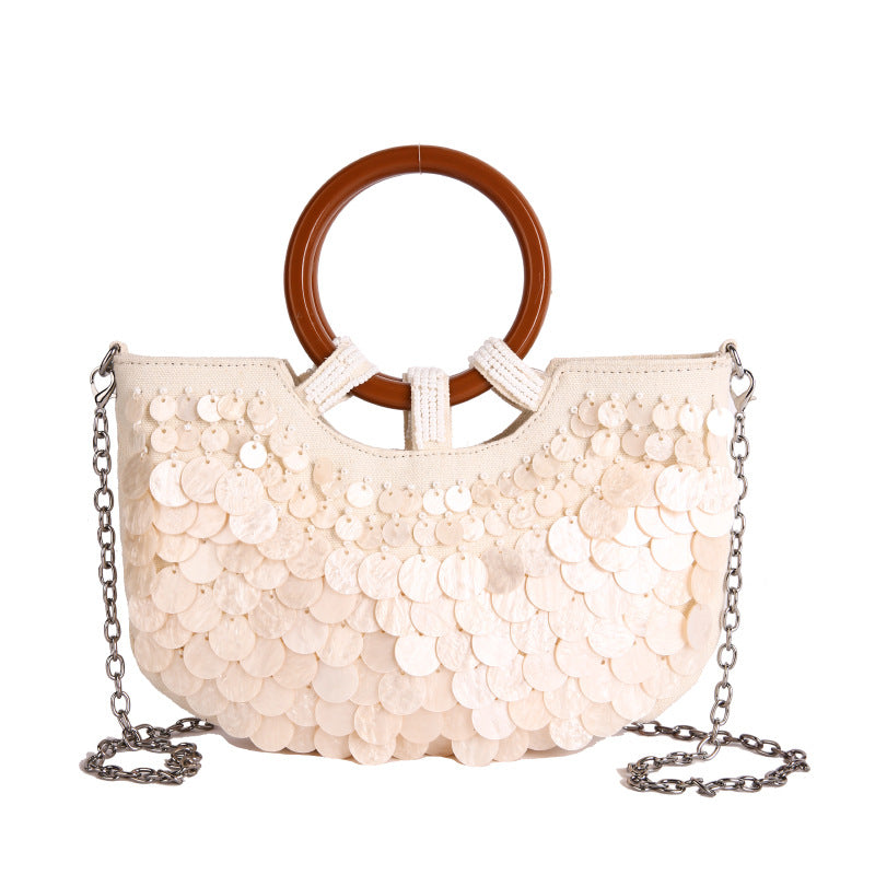 Fairy Handmade Shell Wooden Seaside Vacation Women's Messenger Bag