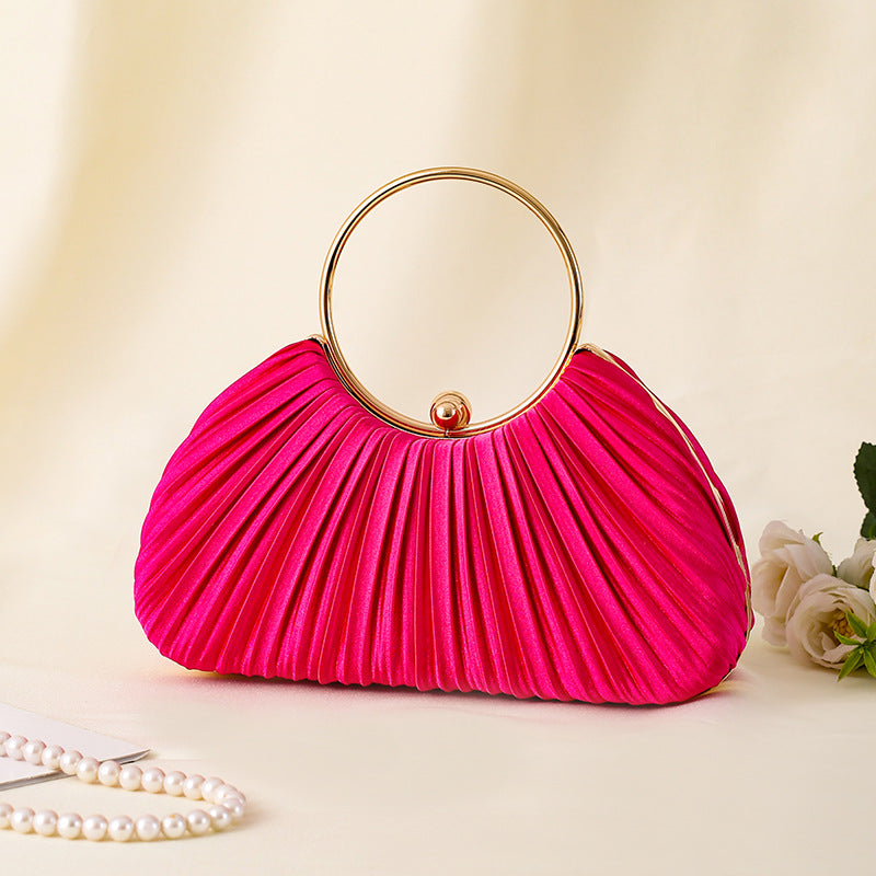 Women's Pleated Temperament Banquet Clutch Dress Garment Handbags