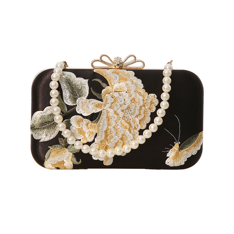 Women's Embroidery Chinese Style Cheongsam Matching Dresses Butterfly Flower Clutch Bags