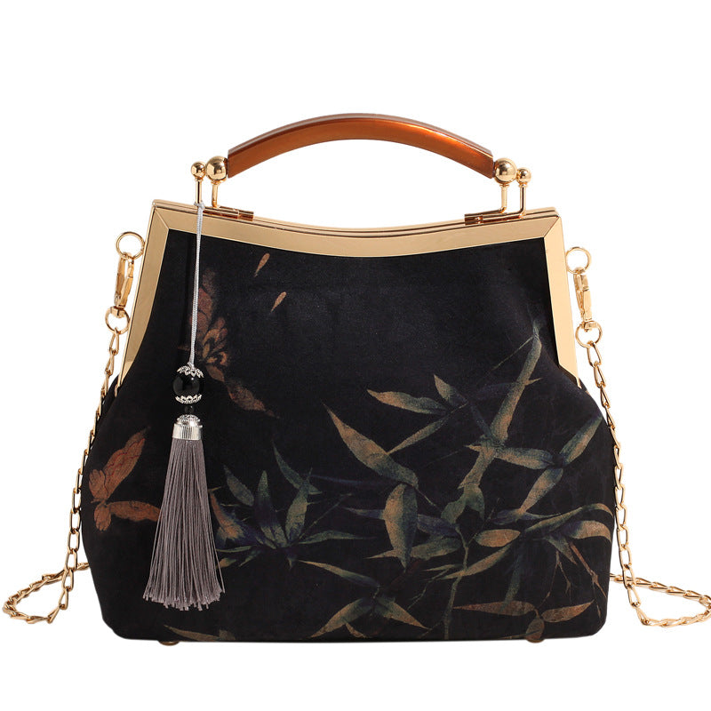 Women's Retro Yarn Portable Tassel Chinese Single Cheongsam Handmade Coin Purses