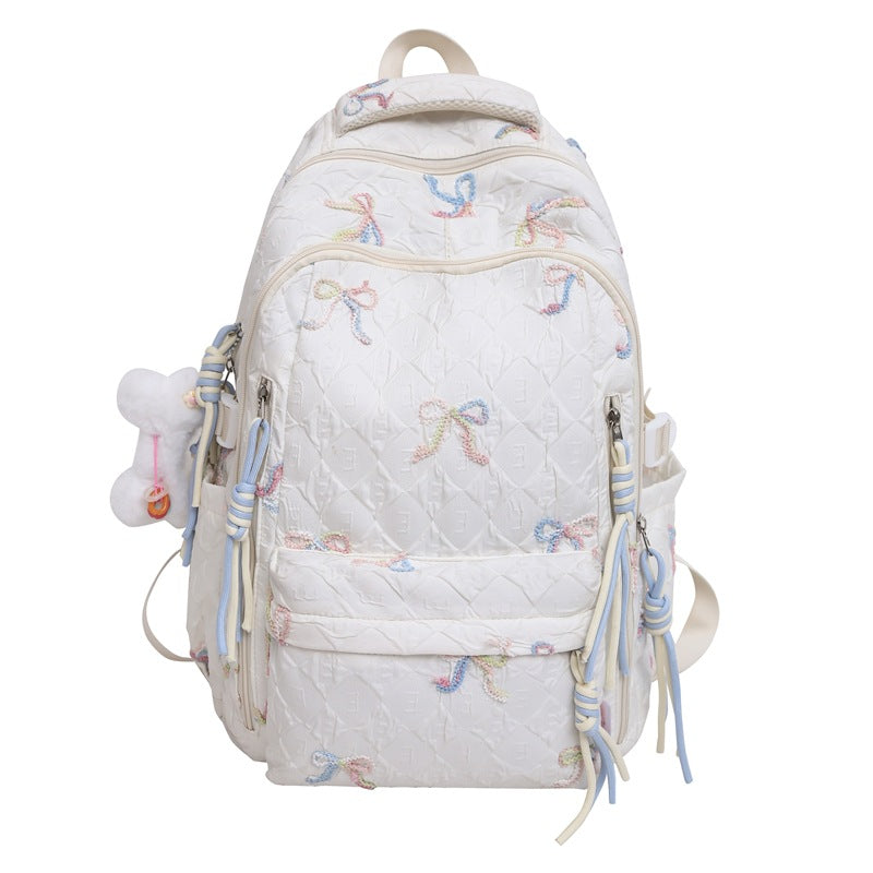 Women's Bow Style Versatile Large Capacity Early High College Student Schoolbag