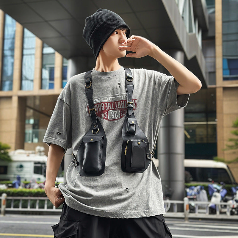 Men's Vest Fashion Design Sense Motorcycle Retro Men's Chest Bag