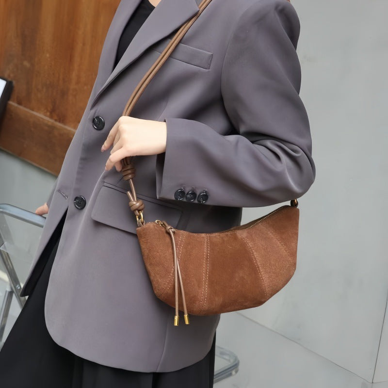 Women's Croissant Retro Frosted Leather Dumpling Fashion Underarm Women's Handbag