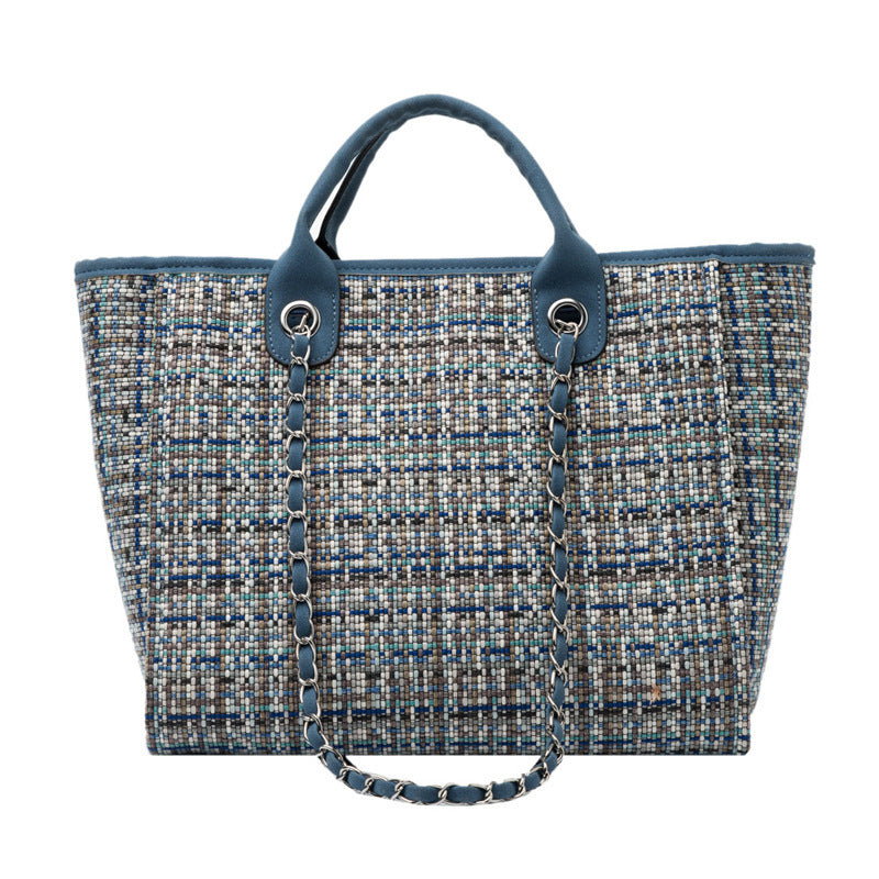 Women's Korean Fashion Plaid Contrast Color Chain Portable Women's Shoulder Bag