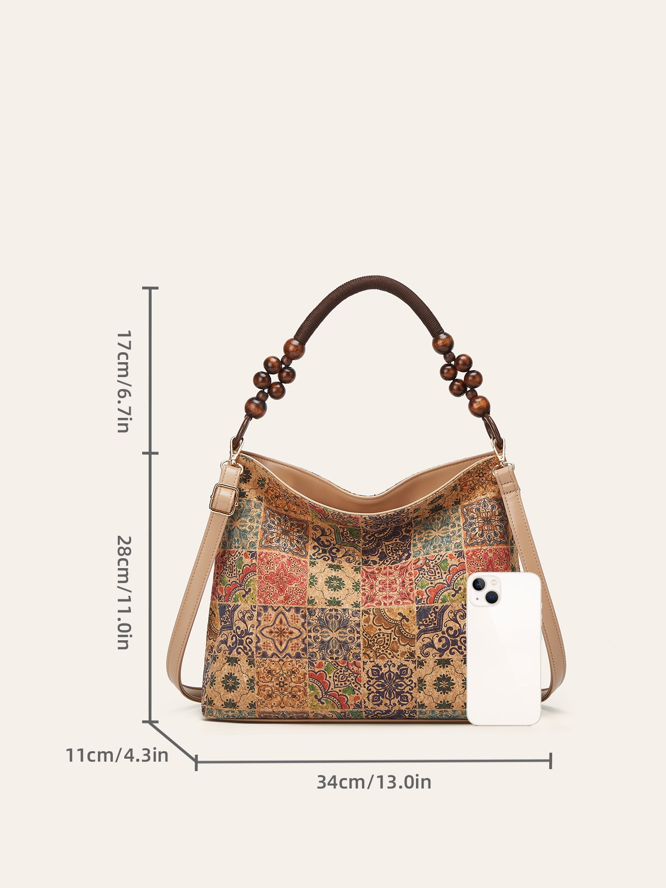Women's Retro Ethnic Style Cork Tree Leather Tote Bag