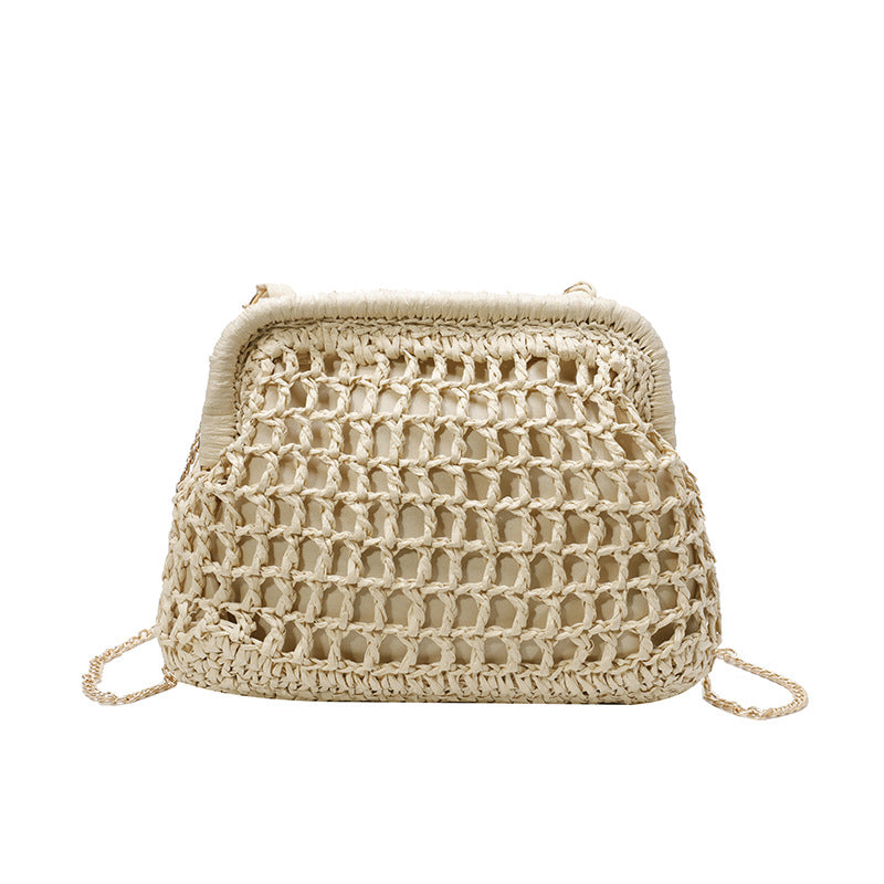 Women's Design Straw Fashion Woven Clip Holiday Bags