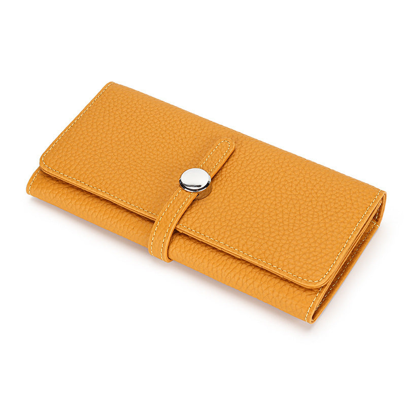 Women's Genuine Leather Folding Large Capacity Soft Cowhide Ladies Wallet