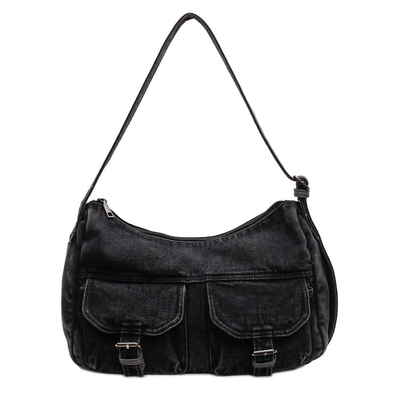 Women's Motorcycle Large Capacity Retro Denim Underarm Women's Shoulder Bag