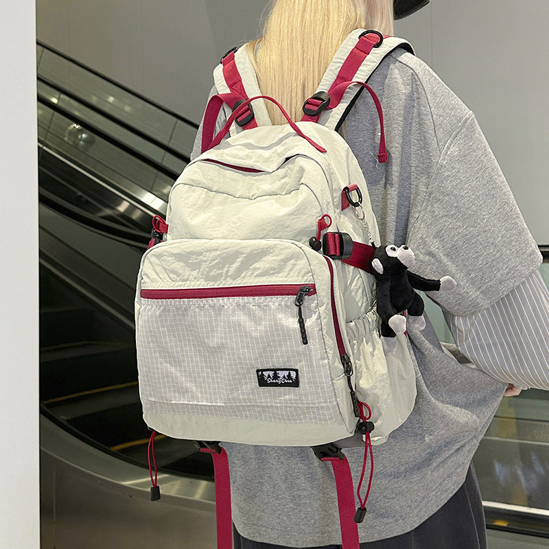 Women's & Men's Good-looking Contrast Color Versatile Preppy Style Leisure Backpack