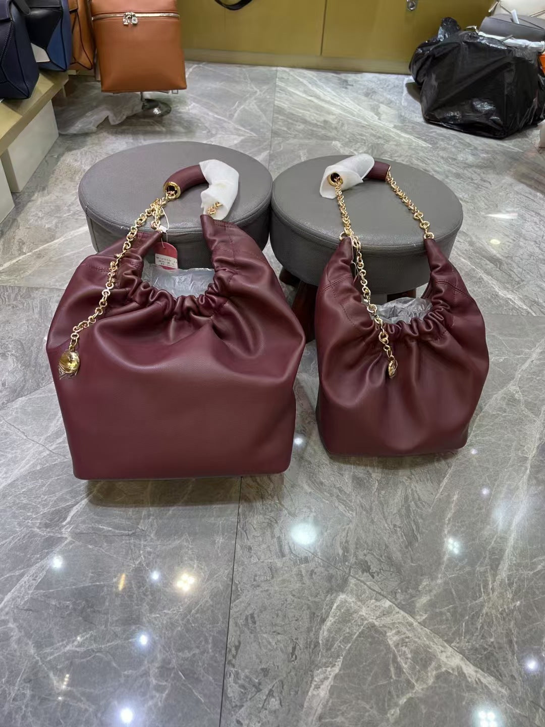 Layer Cowhide Garbage Chain Underarm Soft Genuine Women's Shoulder Bag
