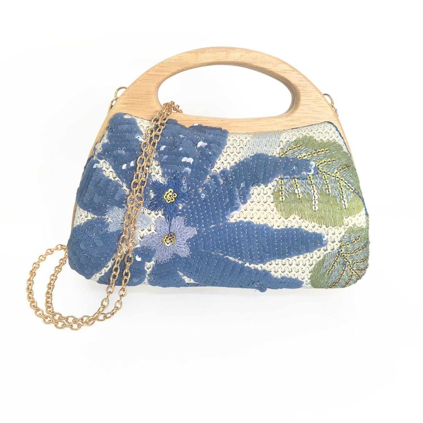 Women's National Fashion Fresh Style Sequined Embroidered Shell Portable Dinner Bag