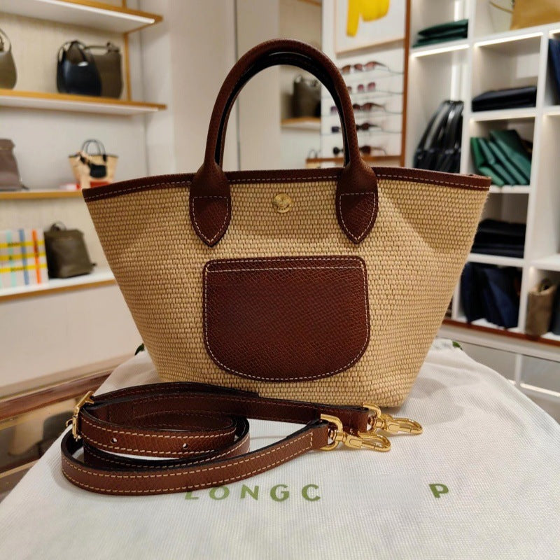 Women's French Dragon Leather Woven Vegetable Basket Large Capacity Fashion Bags