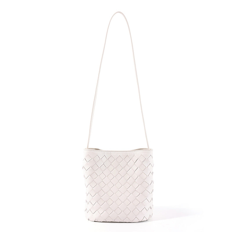 Women's Fashion Trendy Sheepskin Woven Simple Bucket Bags