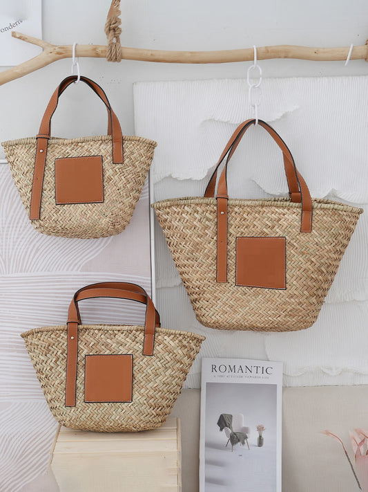 Vegetable Basket Large Capacity Seaside Leisure Vacation French Women's Shoulder Bag