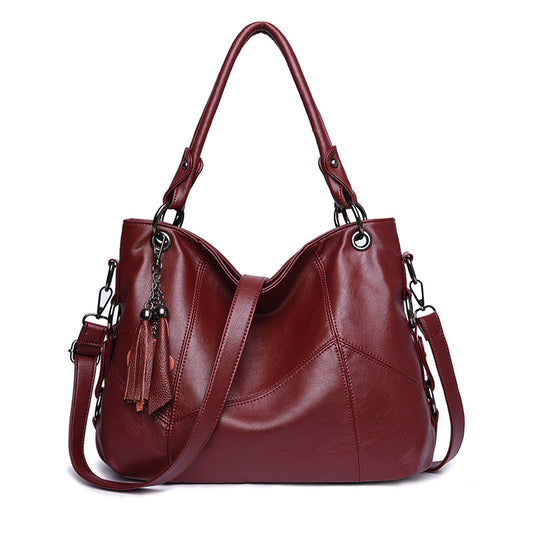Women's Genuine Leather Fashion Tassel Simple Versatile Cowhide Women's Messenger Bag