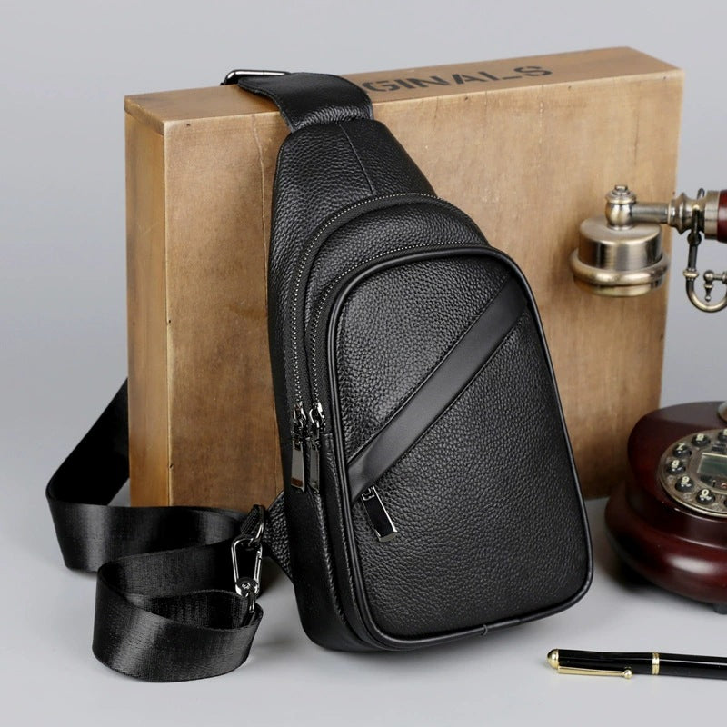 Men's Live Broadcast First Layer Cowhide Korean Men's Shoulder Bags