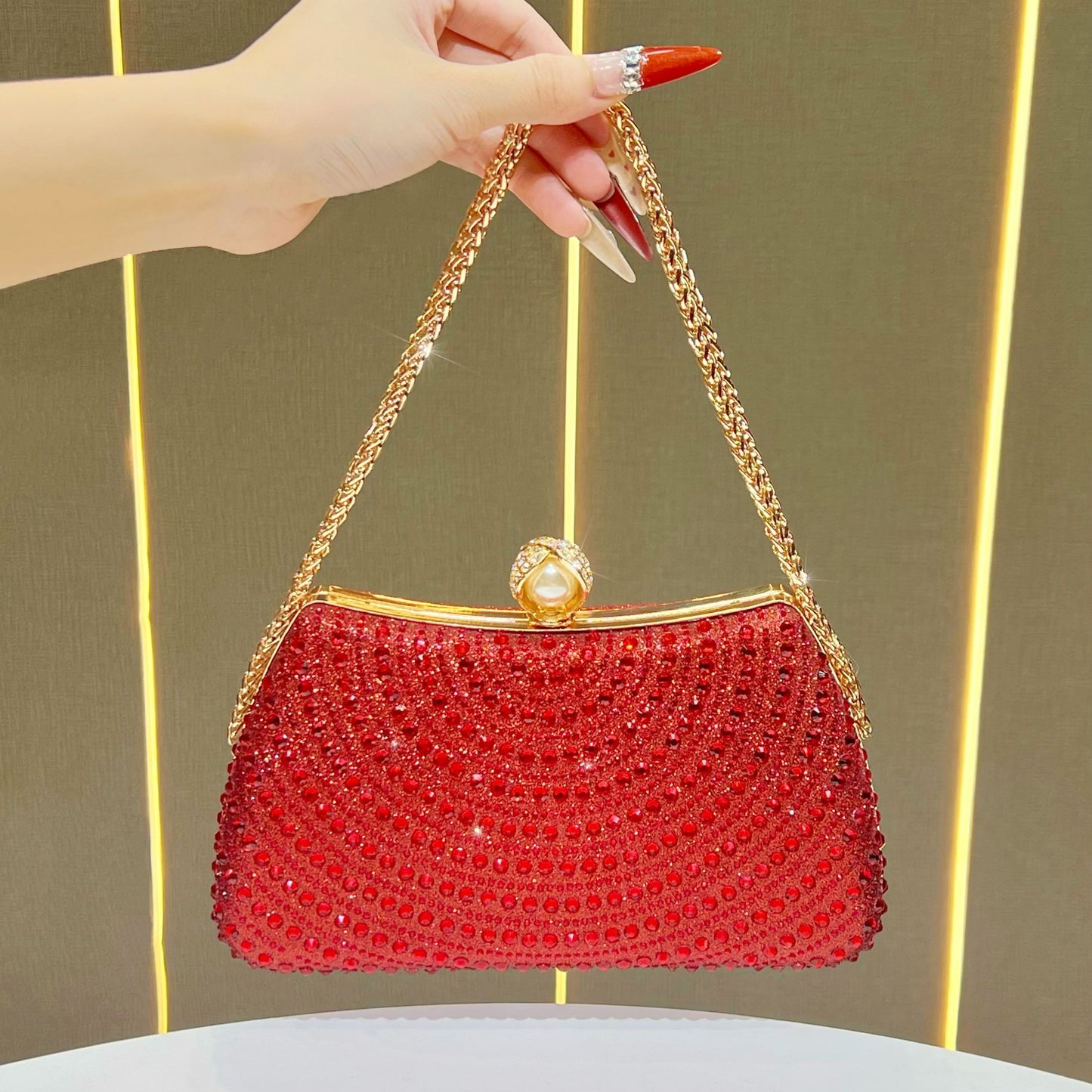 Women's Fashion Diamond Chain High-grade Light Luxury Dinner Bag
