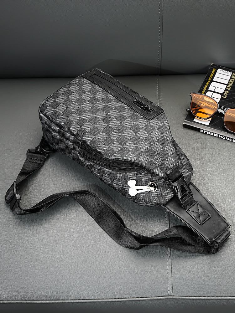 Men's Classic Plaid Simple For Business Men's Shoulder Bags
