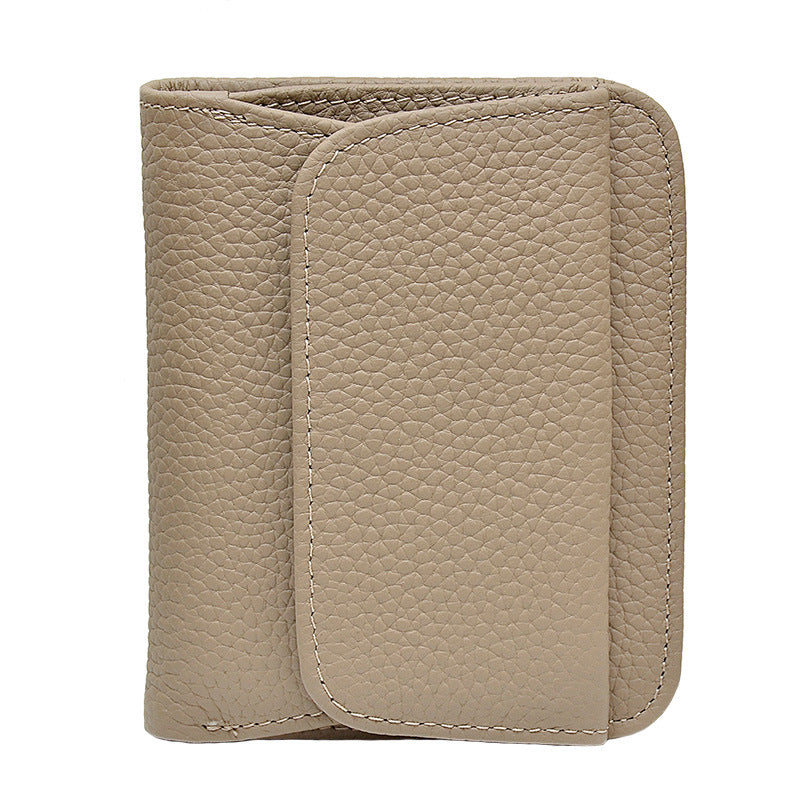 Women's First Layer Cowhide Thin Half Fold Short Compact Coin Purses