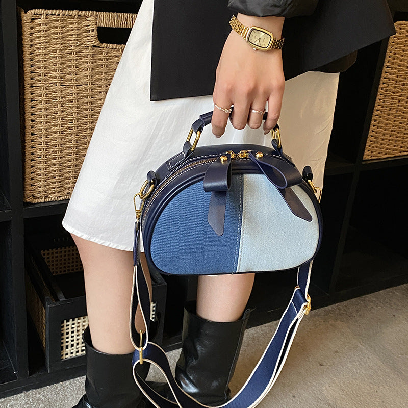 Women's Denim Design Stitching Large Capacity Commuter Women's Shoulder Bag