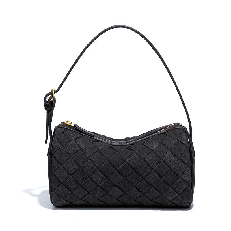 Women's Frosted Suede Round Rhombus Woven Portable Women's Handbag